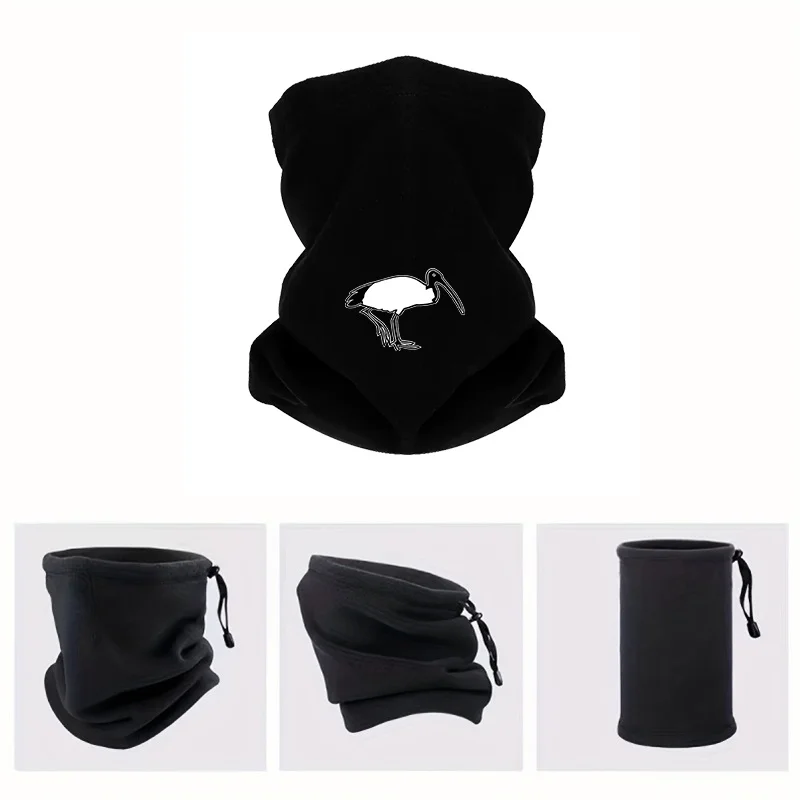 Bird standing long beak black background Men Outdoor Scarf Mask Neck Gaiter Hat Women cap Headgear Windproof Keep Warm Winter Mu