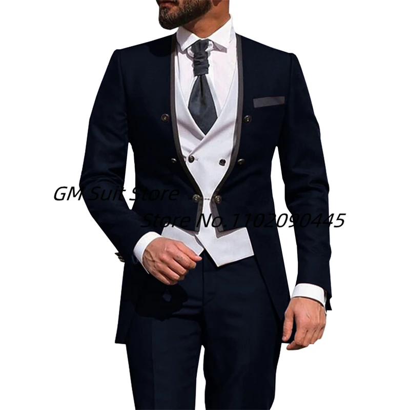 Traje de 3 piezas para hombre, abrigo de lujo, chaqueta ajustada, chaleco, pantalones, esmoquin de boda para novio, novedad de 2022