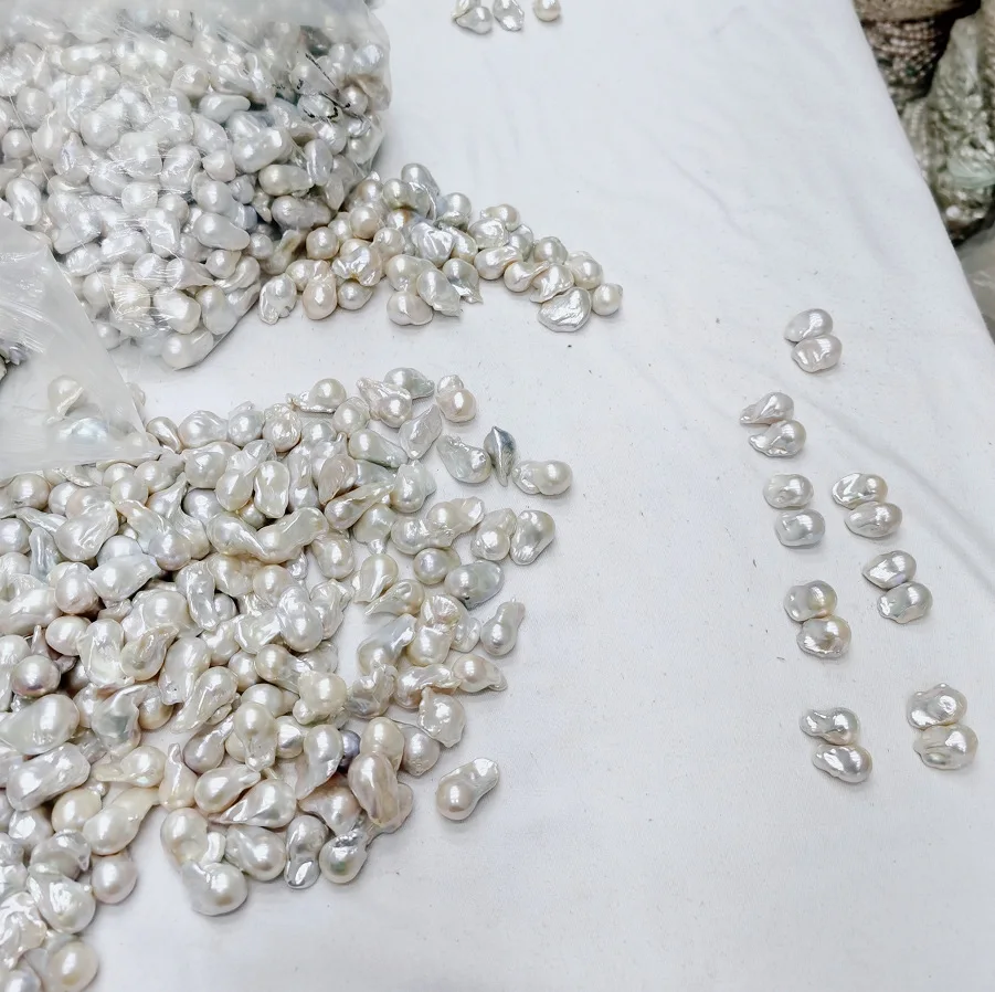 15-18mm natural freshwater large Baroque pearl can be punched color white wholesale jewelry manufacturers