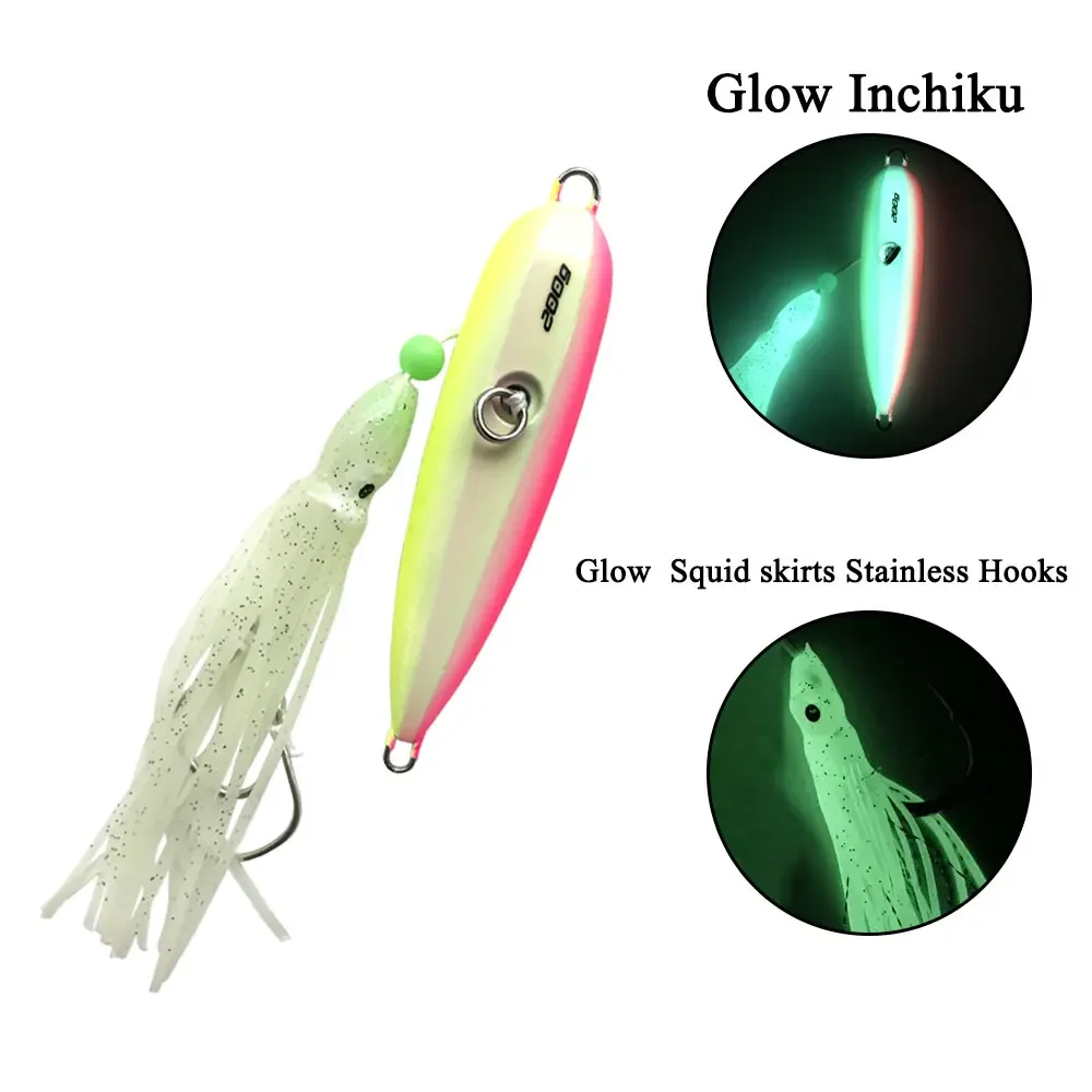 1 unidad Inchiku 80g100g120g150g200g250 Jig cabeza de Metal falda de pulpo Kingfish pargo cerámica señuelo de Jigging lento cebo de pesca artificial