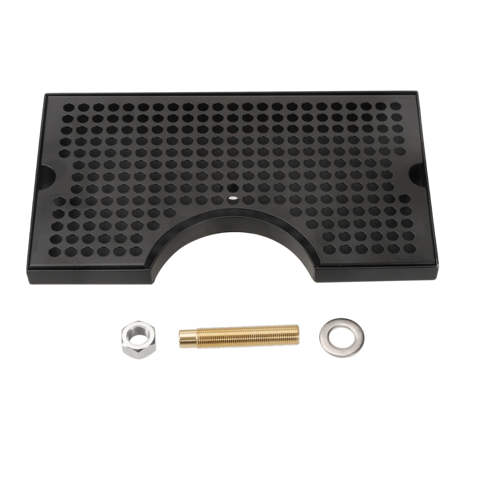 Draft Beer Drip Tray for 3″ Column Stainless Steel Surface Mount Matte Black Center Cut-Out with Drain Reliable Durability