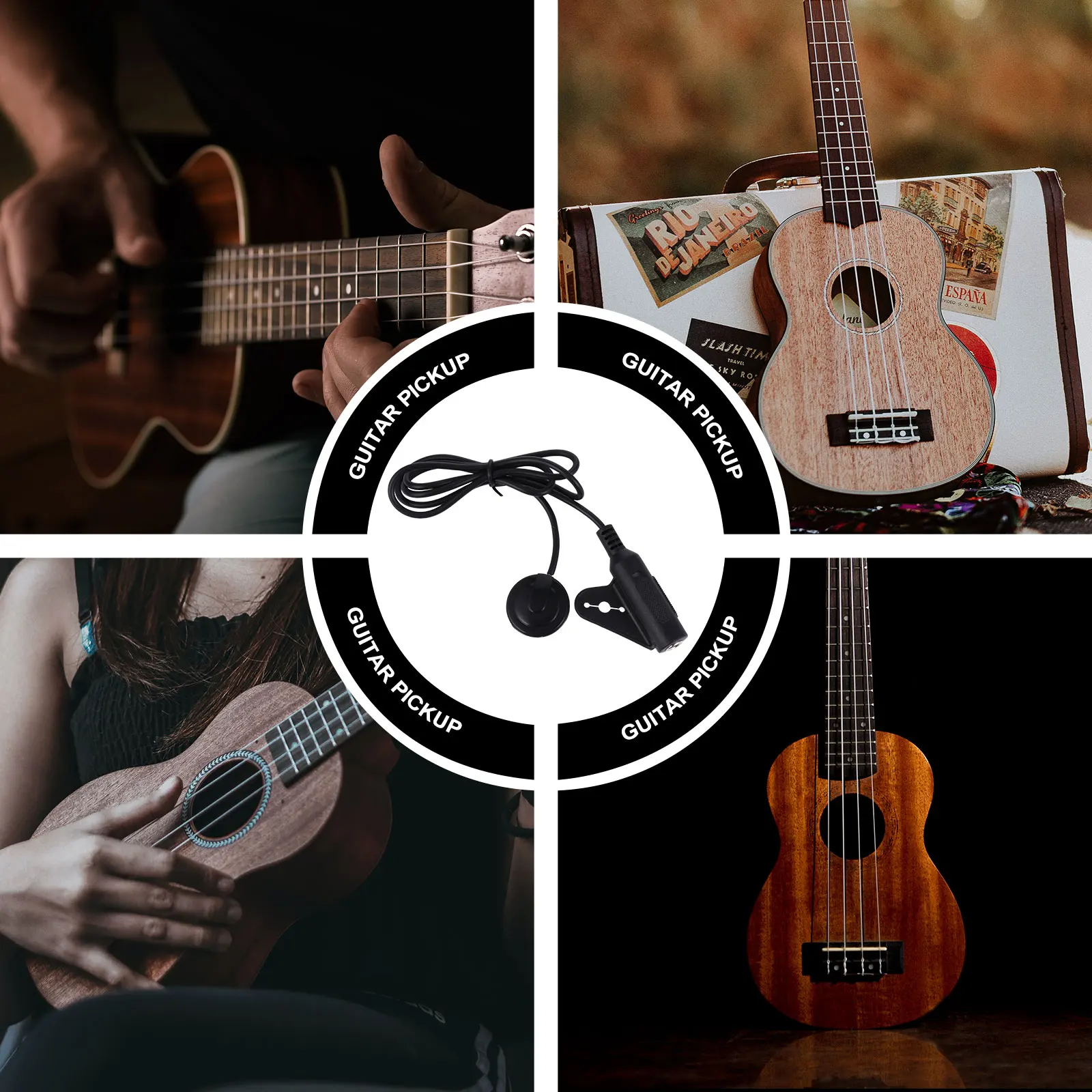 

Multifunctional Professional Guitar Pickup Piezo Transducer Universal For Ukulele Mandolin Banjo Violin Compact Adhesive Back