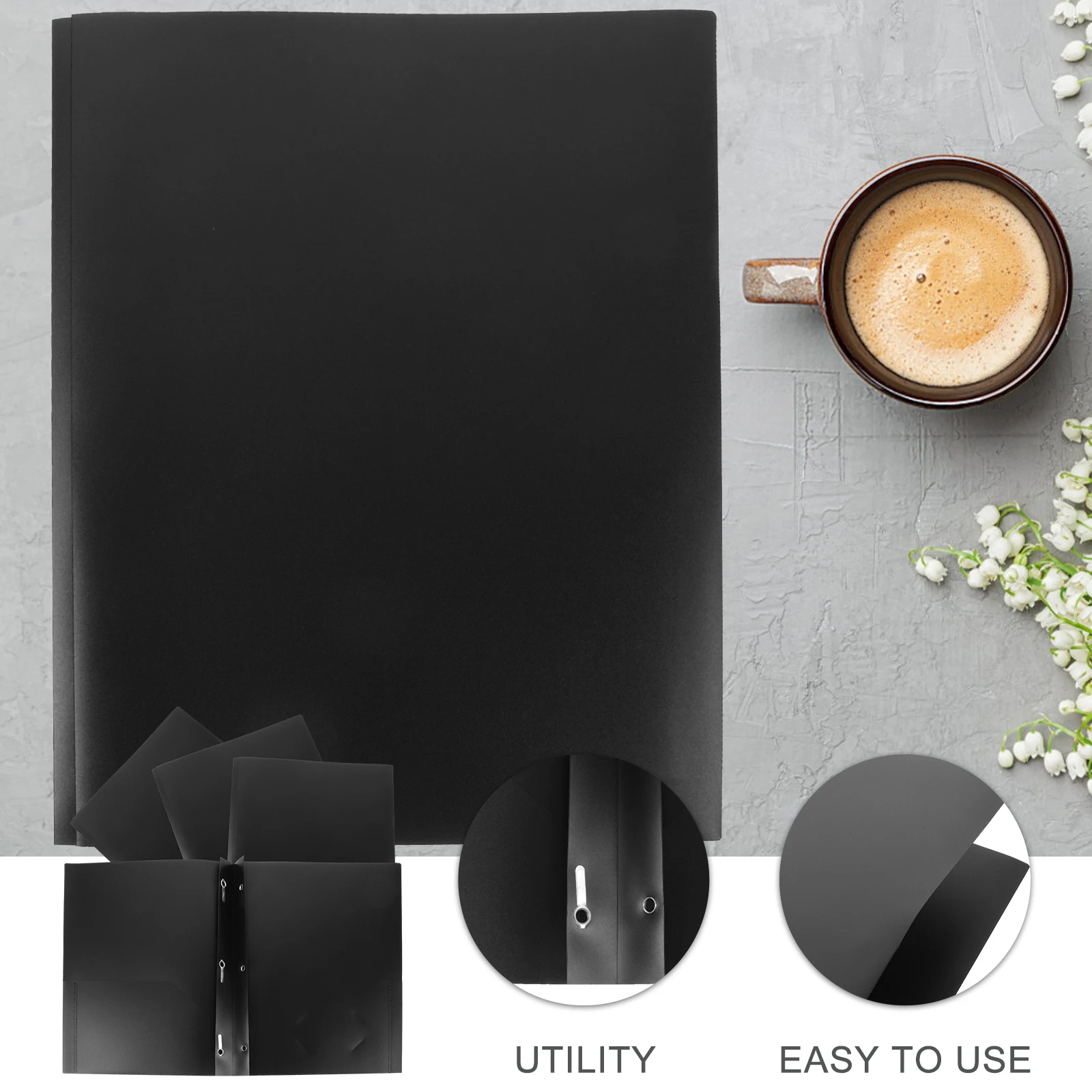 4 قطع من مجلدات المستندات البلاستيكية، مجلد ملفات، تصميم فتحات مزدوجة لتخزين الورق المكتبي، أوراق الاختبار، منظم الملفات #4