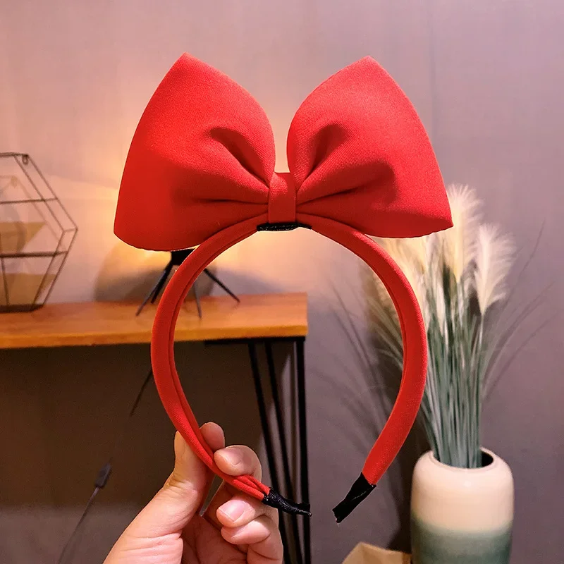 สาวผม Bows อุปกรณ์เสริมผมสีแดงหิมะสีขาวผม Band Handmade สีแดงโบว์แถบคาดศีรษะผ้า Bow Tie สุทธิสีแดงผม Band Headdress
