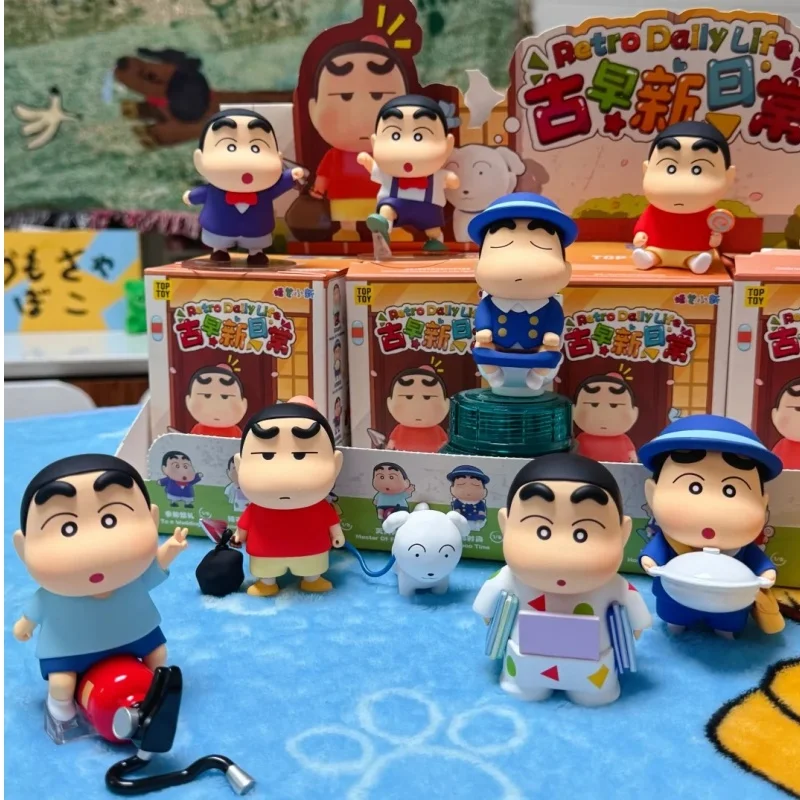 

Authentic Crayon Shin-Chan Retro Daily Life Series Blind Box Cute Desktop Ornament Trendy Collectible Figurines Mysterious Toys