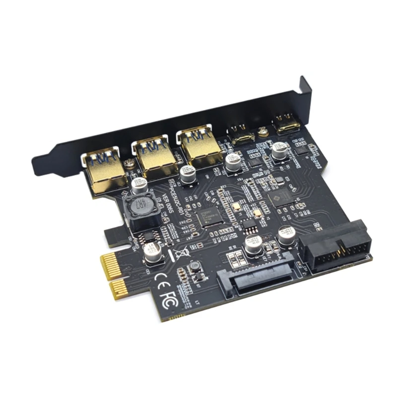 896F Next-Gen Type-C USB 3.2 Gen2 PCI-E Board with 5-Port Hub and Internal Connector - Expand Your PC Capabilities