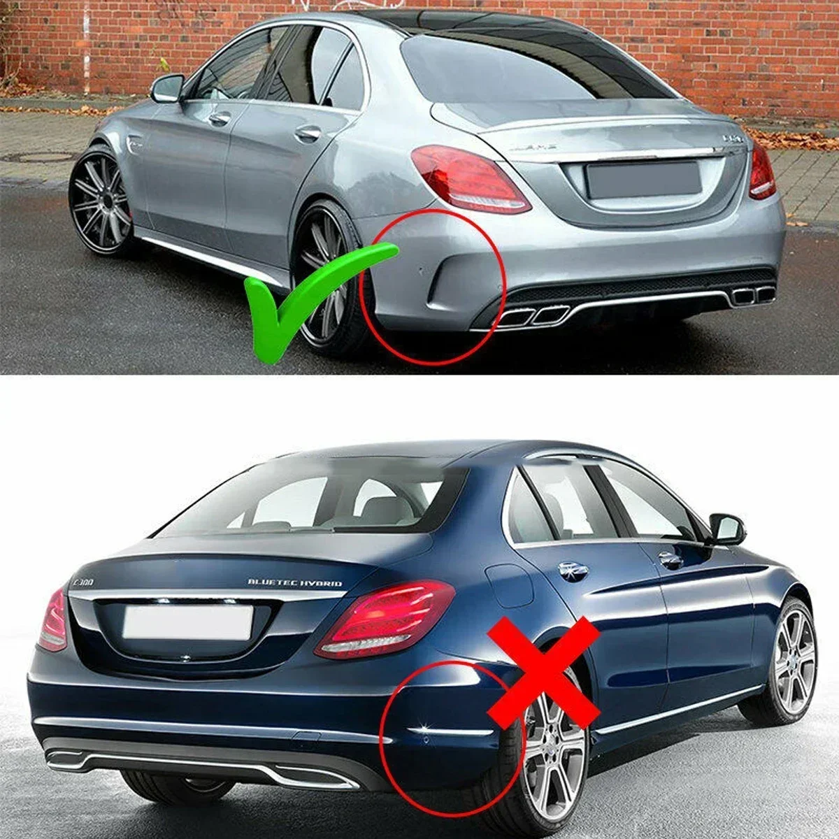 디퓨저 및 배기 팁, 메르세데스 벤츠 C 클래스 W205 S205 AMG 라인 리어 범퍼 디퓨저 립 2015 2016 2017 2018, C63 스타일