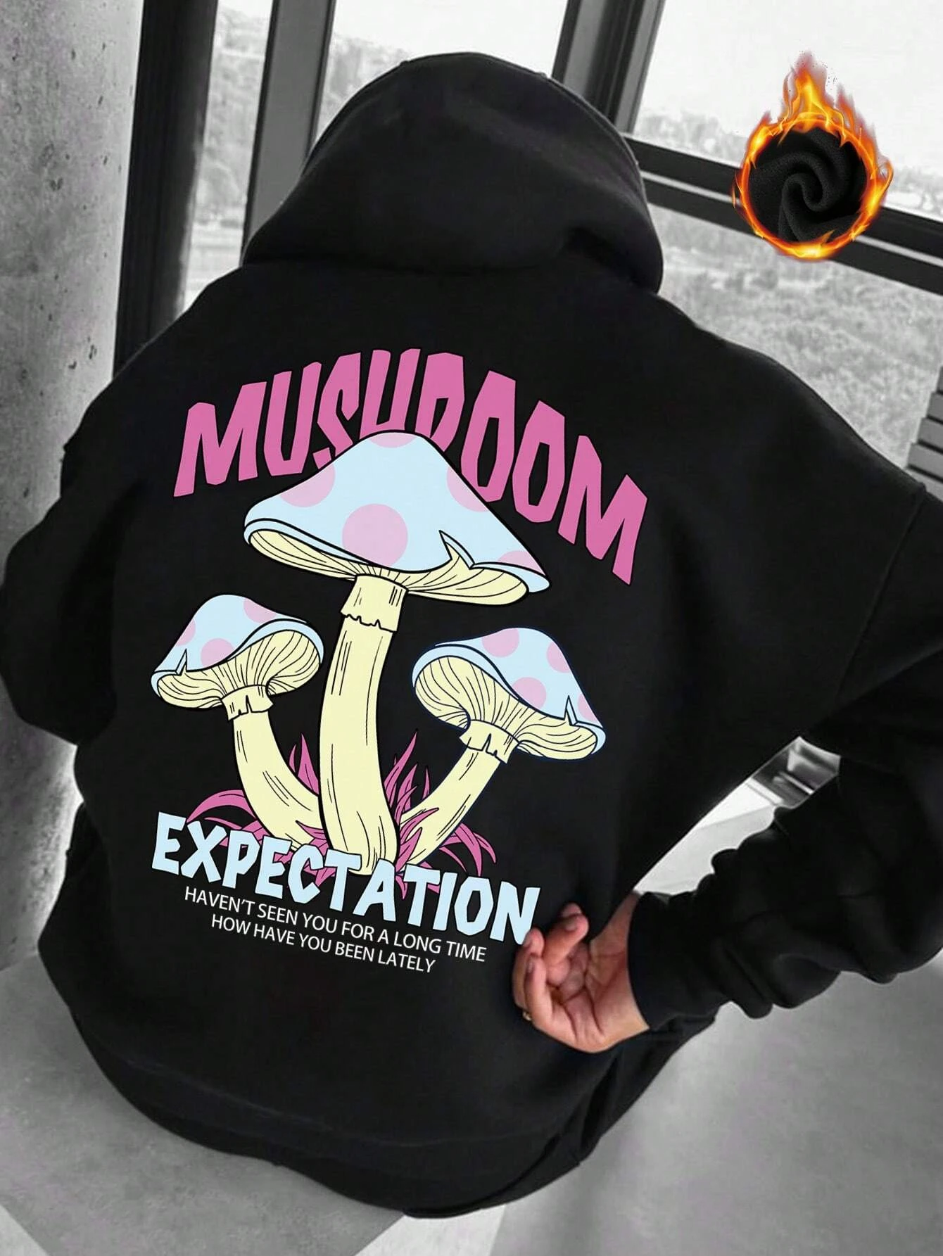 

Mushroom Slogan Printing Cotton Plus Size Women's Hoodie Jacket Fashion Sports Casual Top Autumn And Winter Hoodie Pullover
