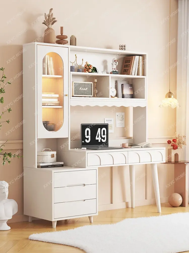 

Стол в кремовом стиле, книжная полка, книжный шкаф, учебный стол, студенческий бытовой светильник, роскошный современный белый компьютерный стол