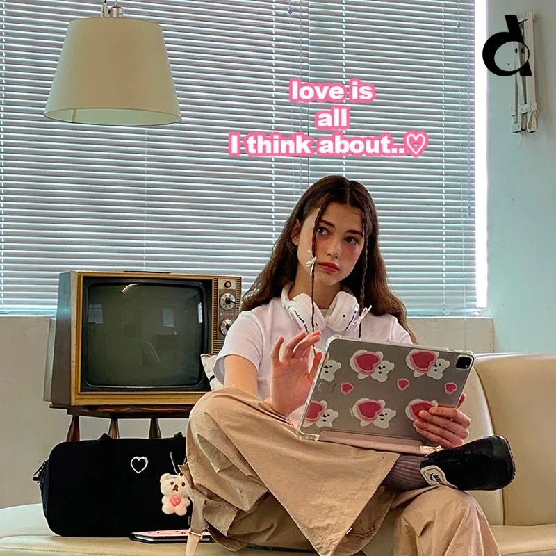 블랙 나일론 숄더백, 한국 패션, 단색 하트 겨드랑이 가방, 여성 대용량 통근 보스턴백 디자이너