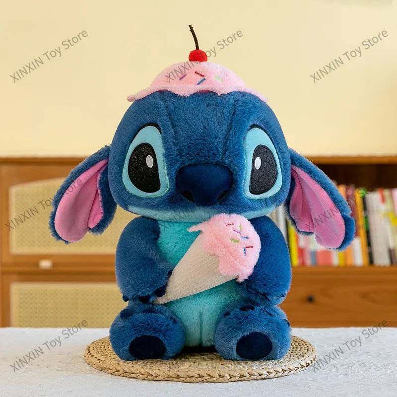 70cm Disney Ice Cream Lilo&Stitch Big Size Plush Toys Stuffed Dolls Soft Pillow Cartoon Anime Decoration Children Birthday Gifts