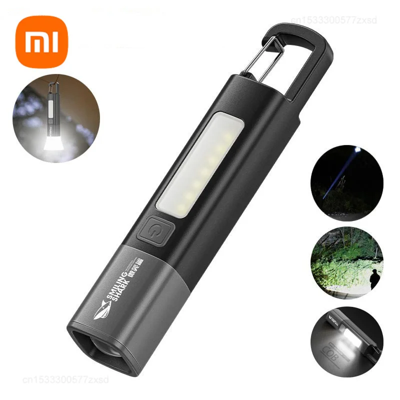 Xiaomi Outdoor LED Torch Light COB Side Lights Protable Flashlight with Hook Camping Lamp USB Rechargeable Zoomable Waterproof