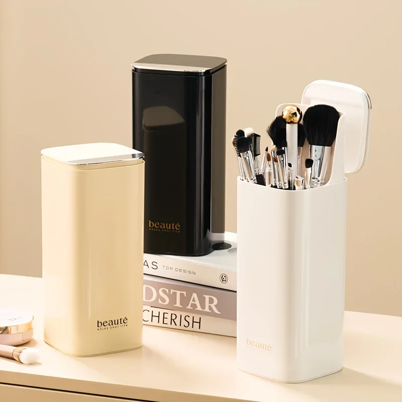 Makeup Brushes Holder Automatic LiftingDustproof Makeup Brush Holder Desktop Makeup Tool Bathroom Waterproof Storage Accessories