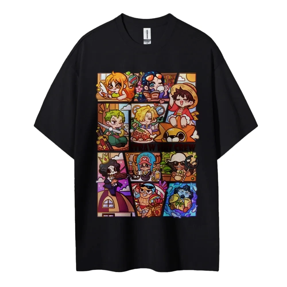 ONE PIECE Animation Merchandise Bedrucktes Kurzarm-T-Shirt für Herren und Damen – Sommer 2026 Neuheit, Modisch, Lässig, Baumwolle, Beliebt