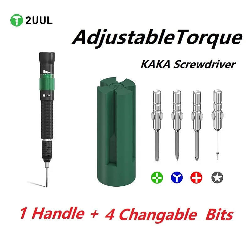 2UUL KAKA Adjustable Torque Screwdriver Replaceable Magnetic Bits Pentalobe 0.8 Cross 1.2 Y 0.6 for Phone Electronics Repair