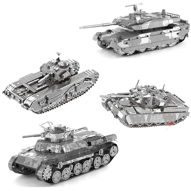 DIY Mini 3D Metal Jigsaw Puzzle Model Chieftain Tank Type 97 Tank Type 10 Tank Assemble Puzzles for Adult Handmade Gift Toys