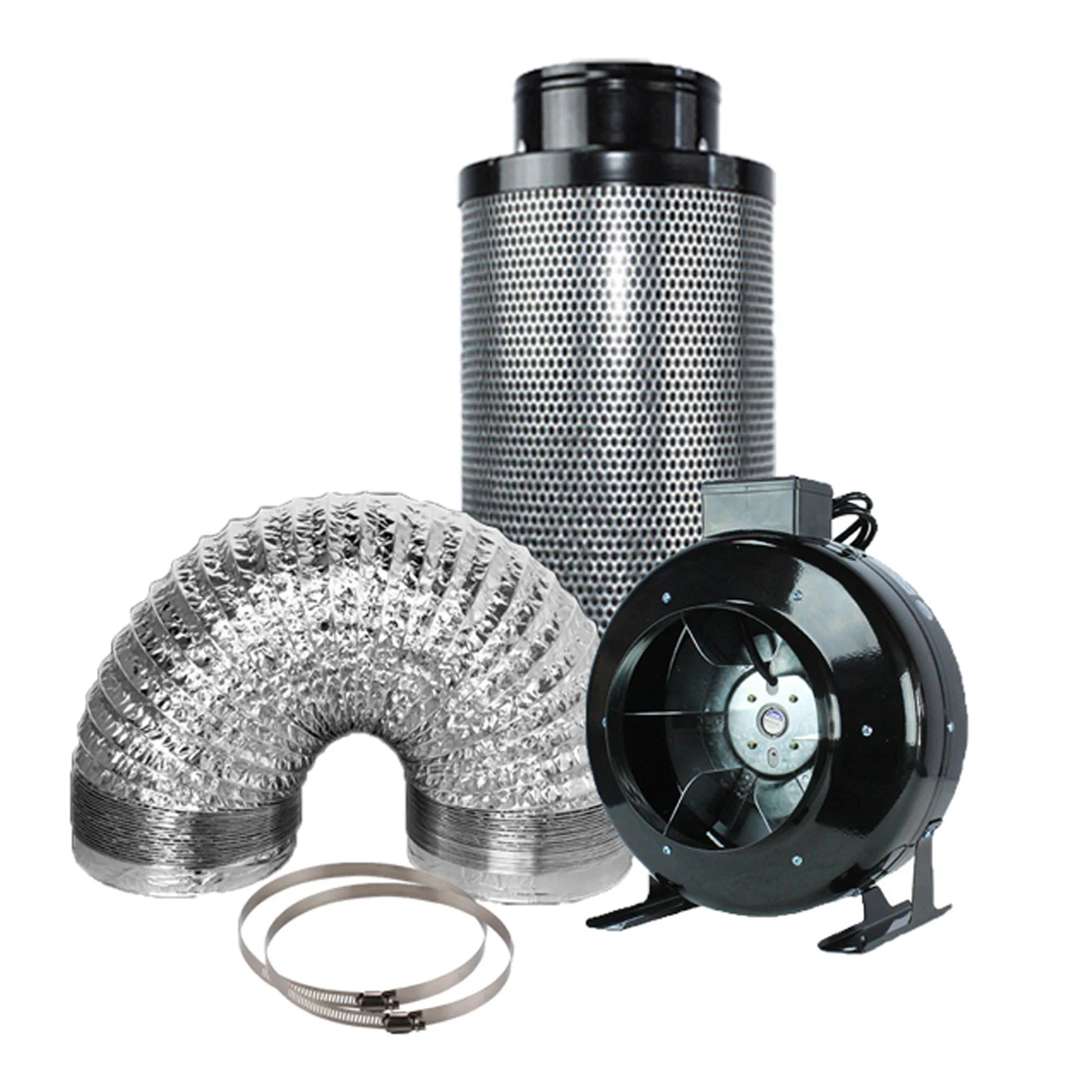 8'' Inline Duct Flange Carbon Air Filter High CFM Inline Exhausting Fan Combo Ventilation System for Indoor Grow Tent