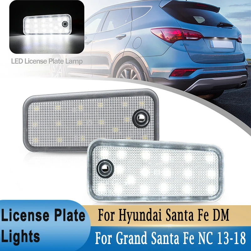 1 Pair 18 LED License Number Plate Light Tag Lamp For Hyundai Santa Fe DM / Grand Santa Fe NC 2013-2018 Rear Trunk Door Lamps