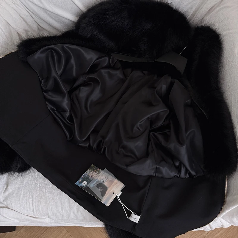 デザイナーショートフェイクファーレディースフィッシュボーンコートジップアップ長袖女性用ブラックアウター2025秋冬ファッションレディースストリートウェア