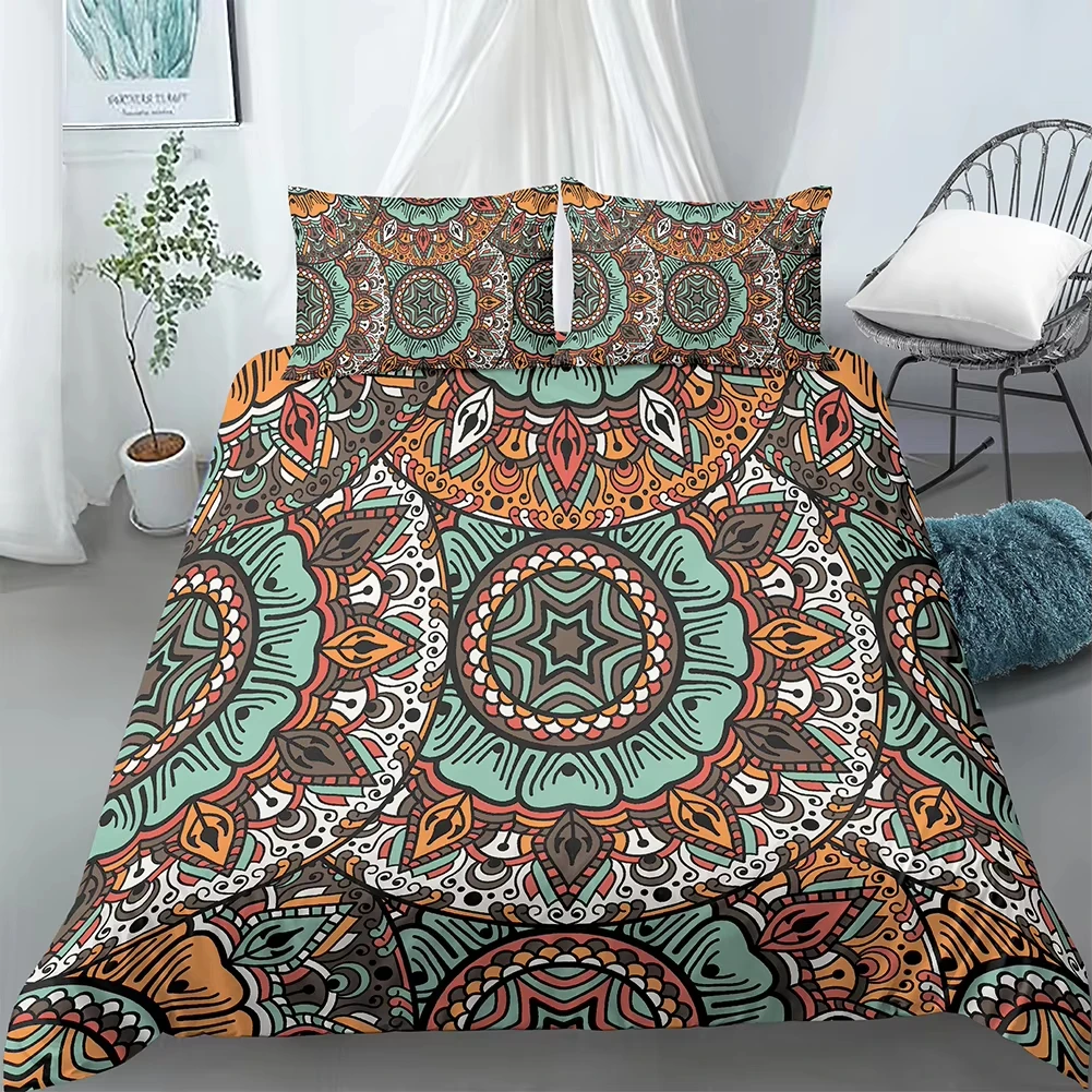 Boho Mandala Duvet Cover Full Queen King Size Bohemian Vintage Floral Comforter Cover for Boys Girls Hippie Mandala Bedding Set