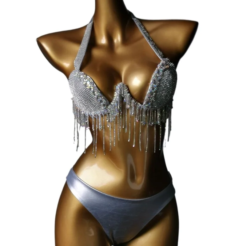 New Diamond Fringed Swimsuit Sewn Diamond Bikini Nightclub Suit