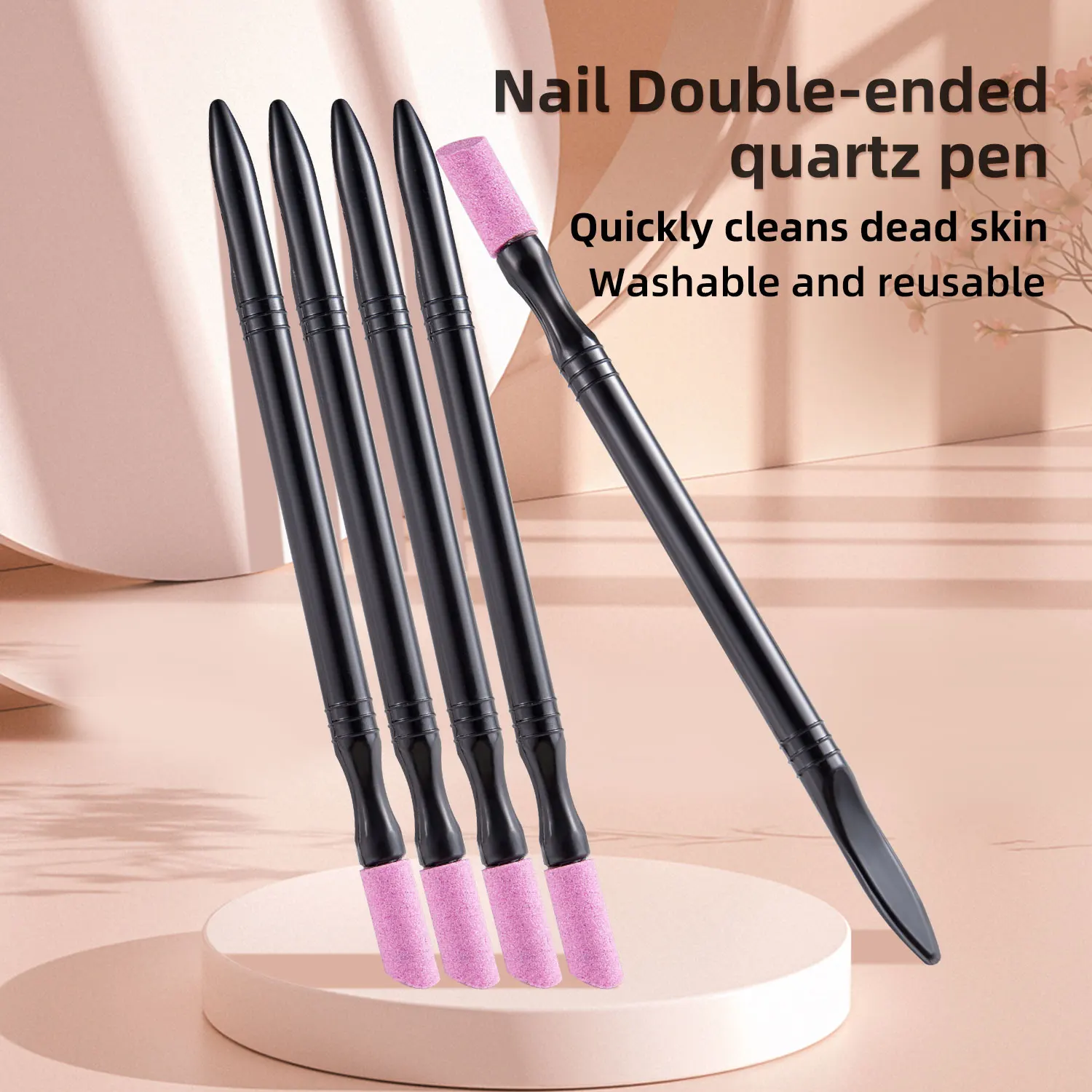 1/5PCS ปากกาควอตซ์เล็บ Cuticle Pushers เล็บเล็บไฟล์เล็บบดปากกา Dead Skin Remover สําหรับเล็บธรรมชาติ