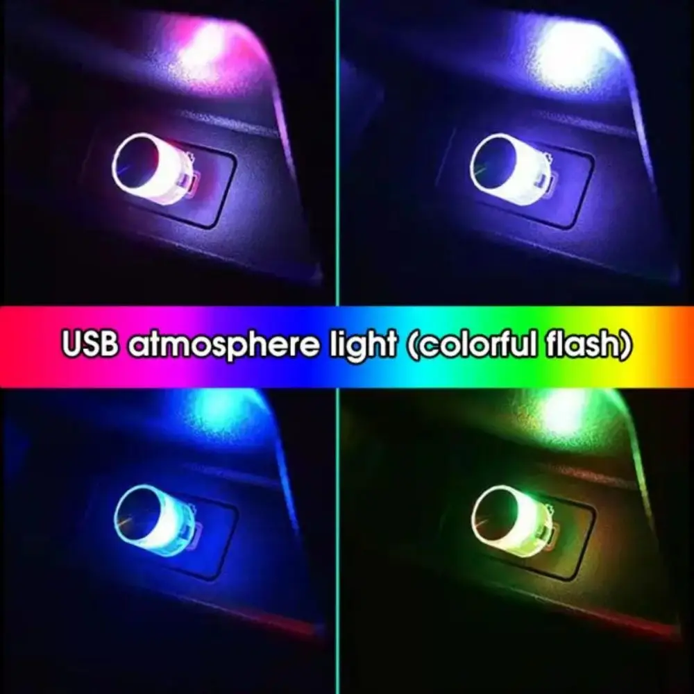 

Universal Multicolor Car Ambient Light Colorful Flashing Plug Play Atmosphere Lamp USB Mini LED Light