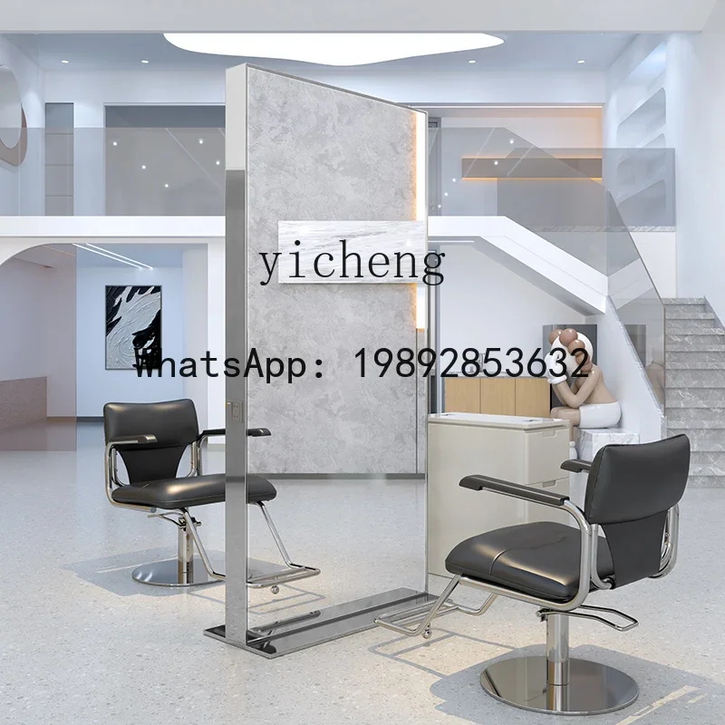 L21-  Barber Shop Mirror Single Double-sided Floor Mirror Perm Dyeing and Cutting Mirror with Light