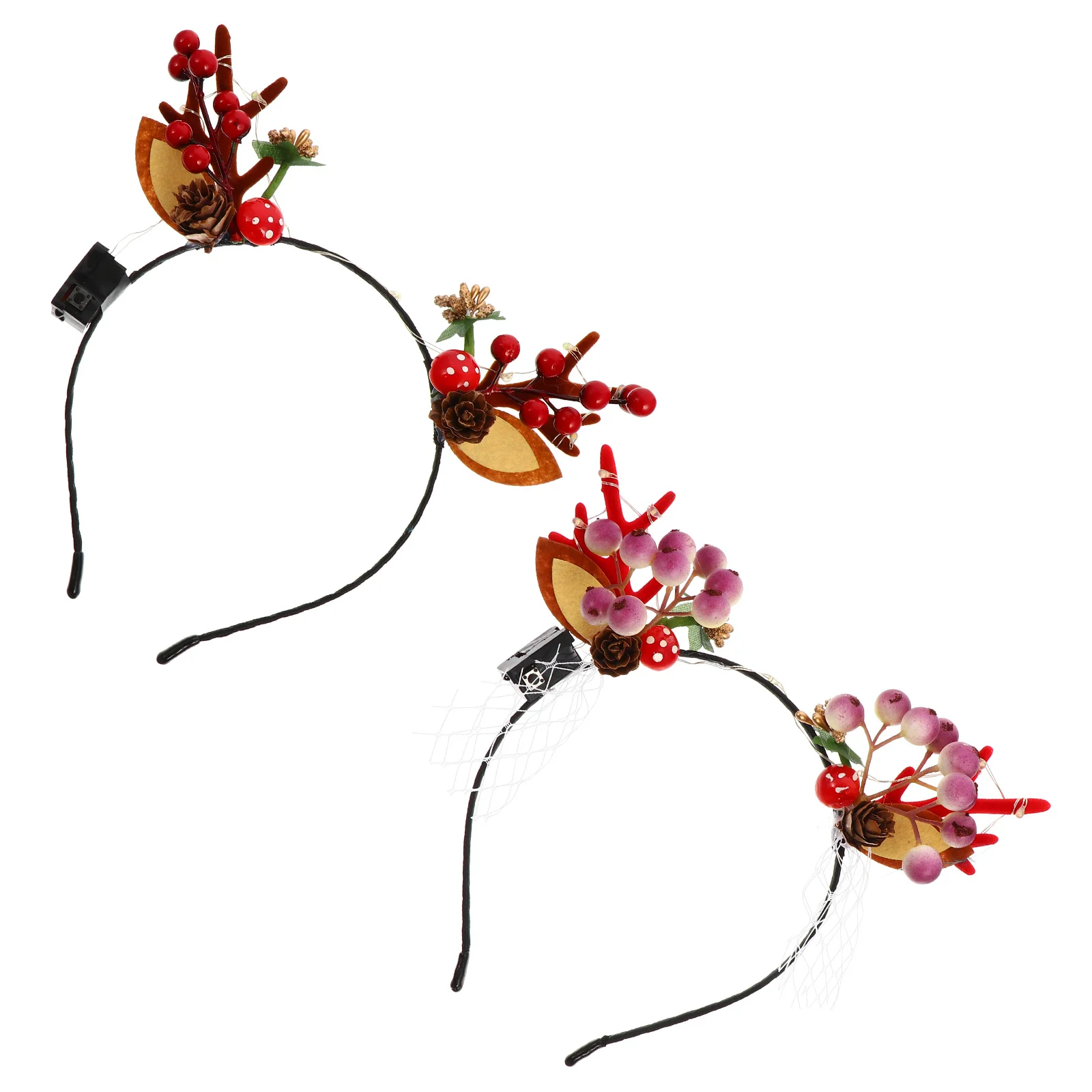 

2Pcs Reindeer Hairbands Christmas Luminous Glow Antler Headbands Party Light Up Hair Accessories Light Up Reindeer Headband