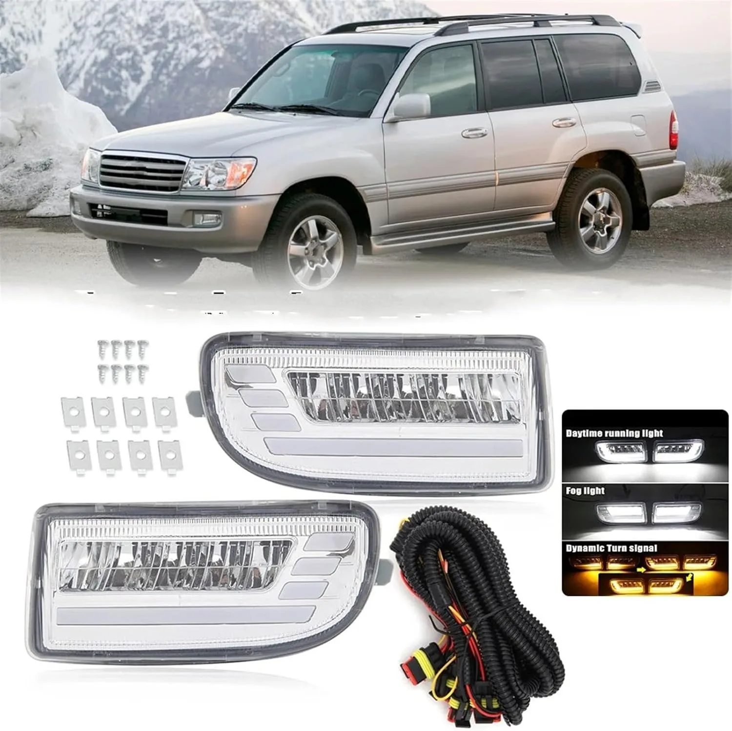 

Для Toyota Land Cruiser 1998 1999 2000 2001 2002 2003-2008 бампер противотуманные фары дальнего света с переключателем и комплектами парный комплект левый + правый