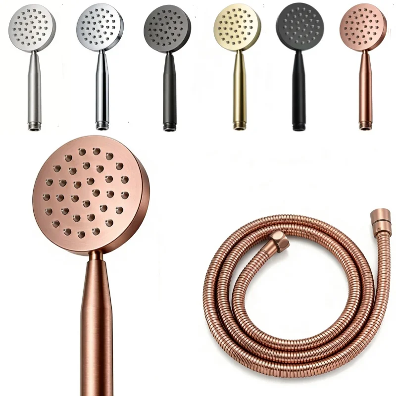 304 Stainless Steel Handheld Shower Head Brushed Rose Gold Chrome Gray Bathroom Shower Sprayer with Hose Bathtub Handheld Shower