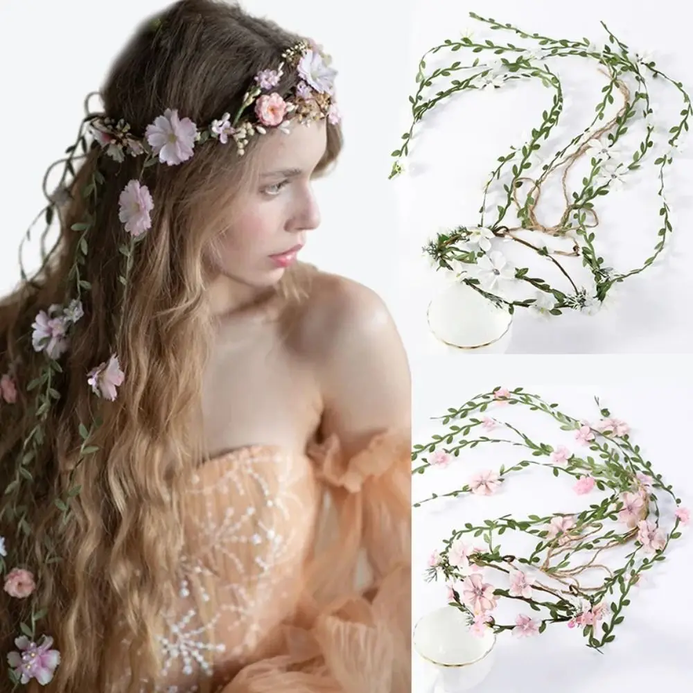 

New Bohemian Rattan Crown Headband Flower Vines Headdress Hair Accessories Floral Wreath Hairstyles Wreath Head Band Girls Gifts