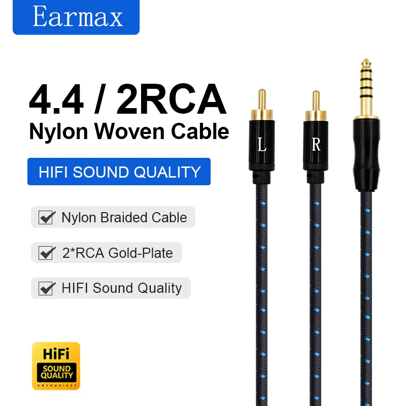4.4mm Balanced Cable To 2RCA For Balanced Player Audio Mixing Console Amplifier HIFI Cable Single Crystal Copper Nylon Braided