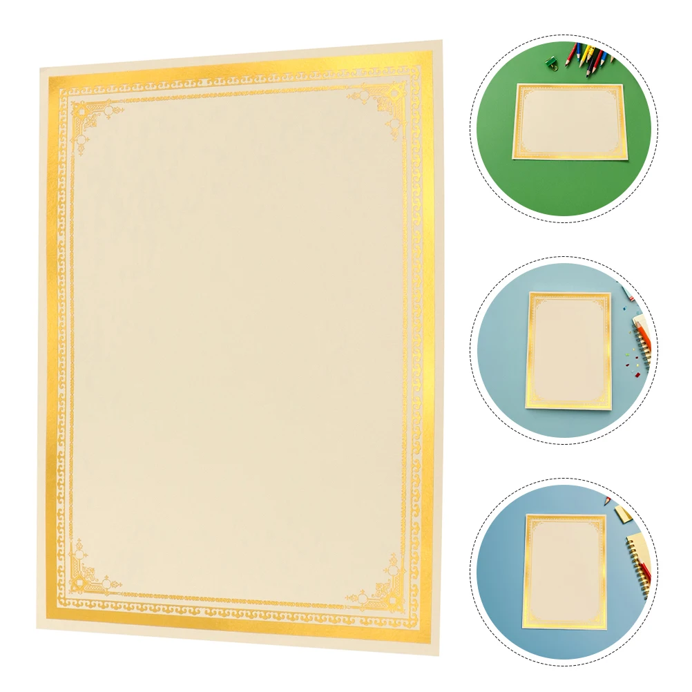 6Pcs Blank Certificate Sheets Gold Foil Border Printable Paper for Awards Graduation Diplomas Employee Recognition