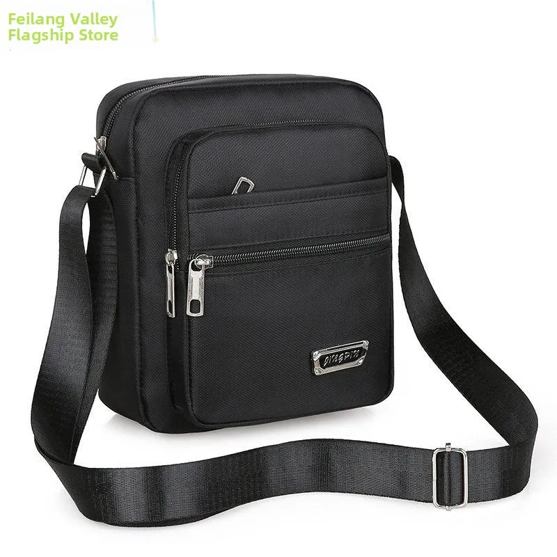 Waterproof Oxford Cloth Crossbody Bag Men's Waist Bag Multi-layer Pocket Business Cashier Bag Casual Shoulder Bag Nylon Material