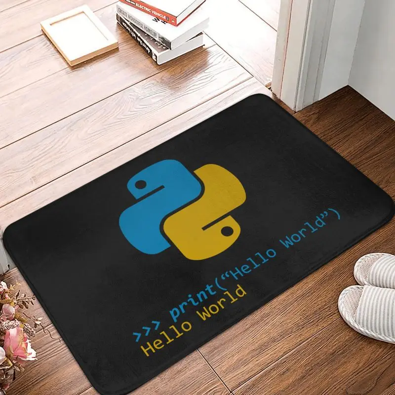 Custom Computer Developer Python Doormat Anti-Slip Entrance Bathroom Kitchen Floor Door Mat Programmer Coder Garage Carpet Rug