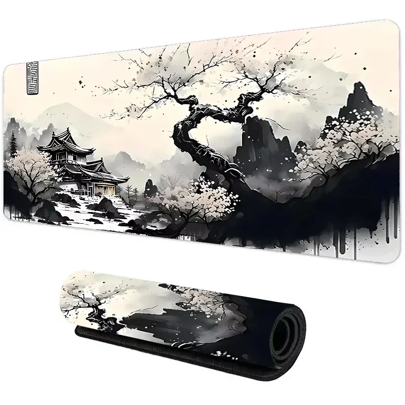 Pôr do sol montanha vista silicone gaming mouse pad grande teclado topográfico mouse pad para teclado com tapete de mesa antiderrapante