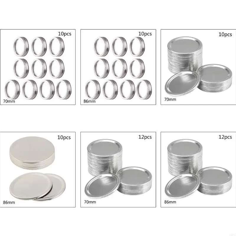 16FC 10 Pieces Canning Lids Regular Mouth Jar Lids Bands for Mason Canning Jars