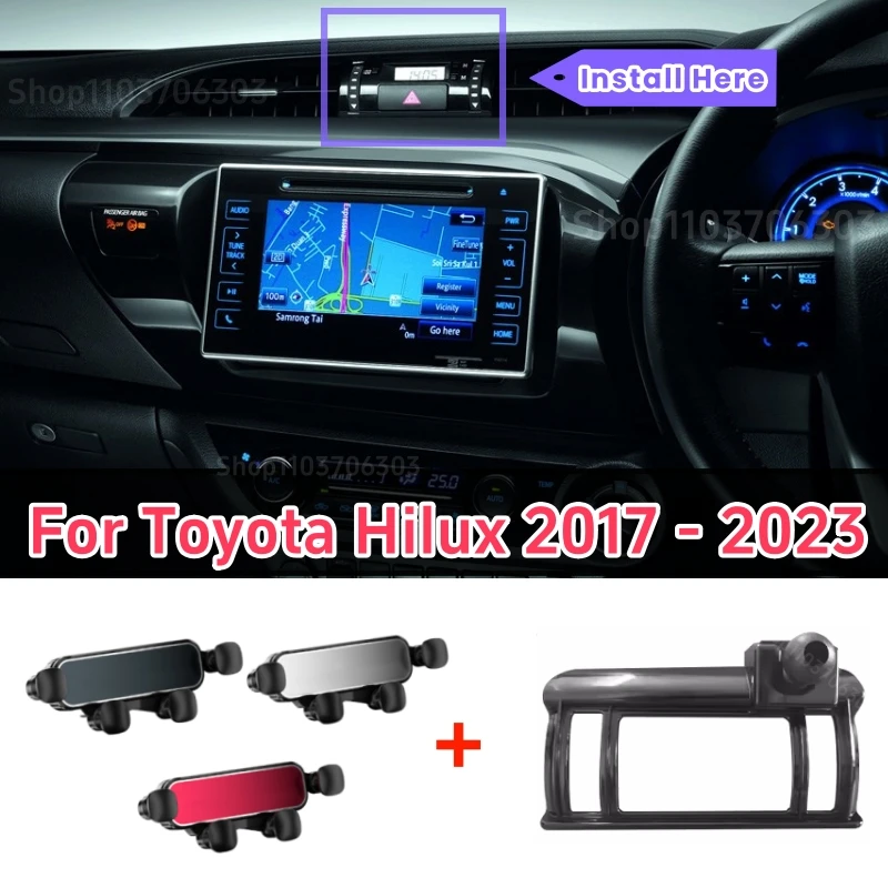 Держатель для телефона в автомобиль Toyota Hilux 2017-2023, гравитационный, на воздуховод, с фиксированным креплением для навигации, аксессуар для автомобиля
