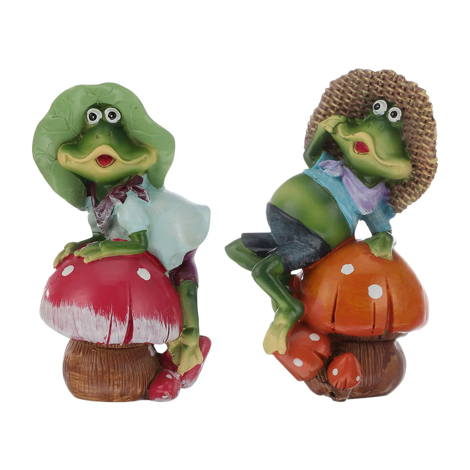 

2 Pcs Frog Craft Figurine Sculpture Cute Ornament Figurines Decor Statue Desk Small