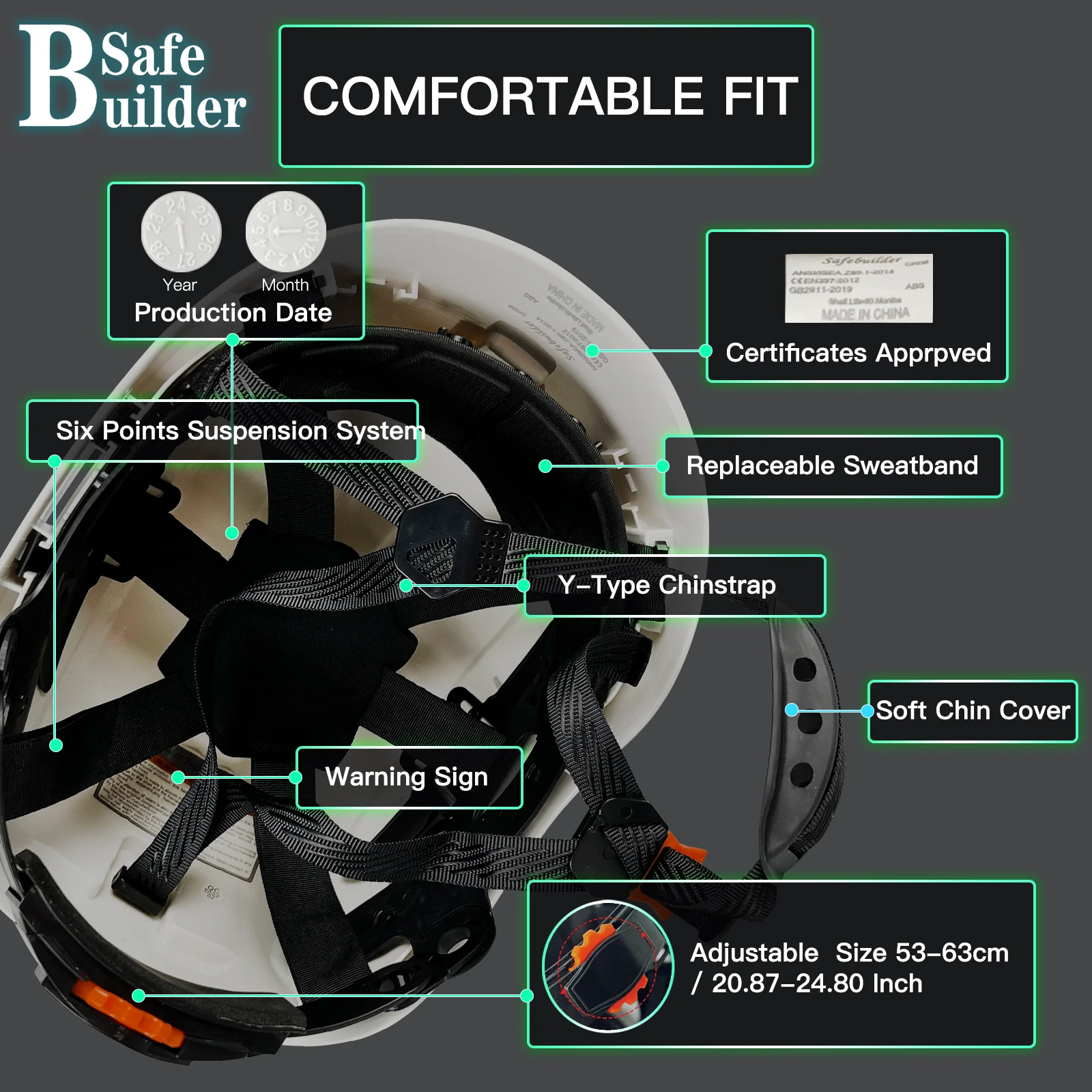 Casque de sécurité en ABS pour hommes, casque de sécurité CE, protection de la tête ventilée pour le travail industriel, pour le sauvetage en plein air, contre les tremblements de terre