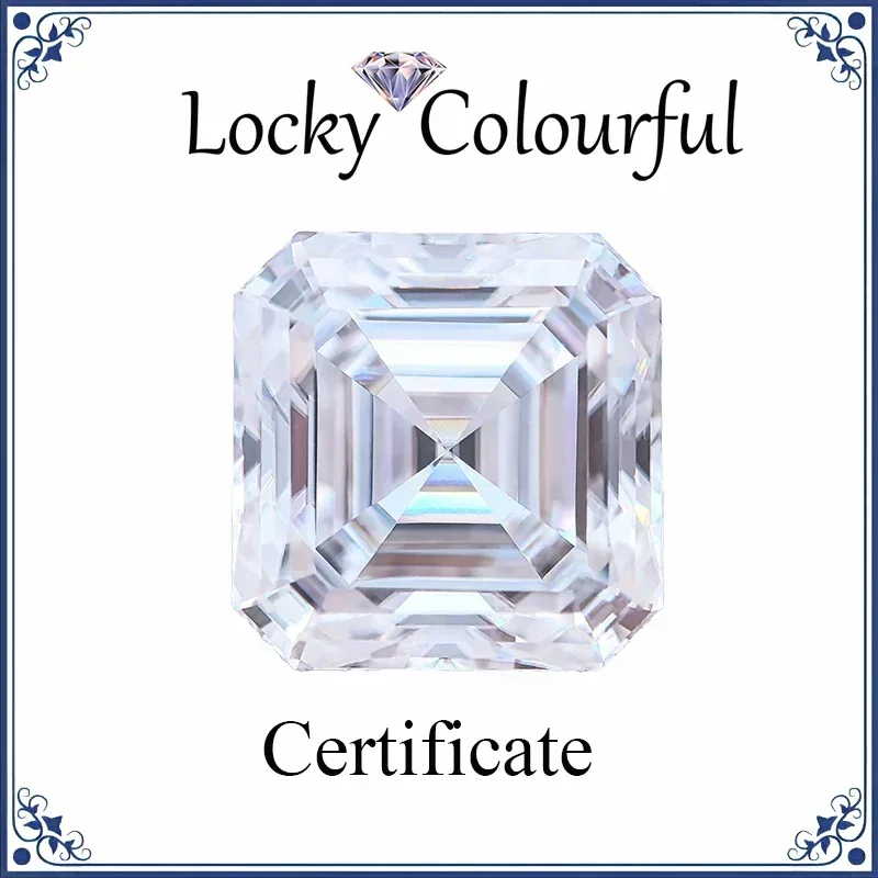 Moissanite Highest Grade Super White D Color VVS1 Asscher Cut Charms for Jewelry Making Necklace Ring Materials with Certificate