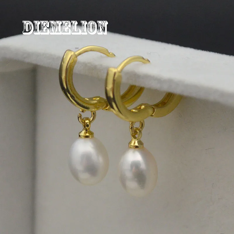 Top Quality 100% Natural Freshwater Pearl Water Drop Earrings 18k Gold Plated Hoop Earring for Women Fine Jewelry