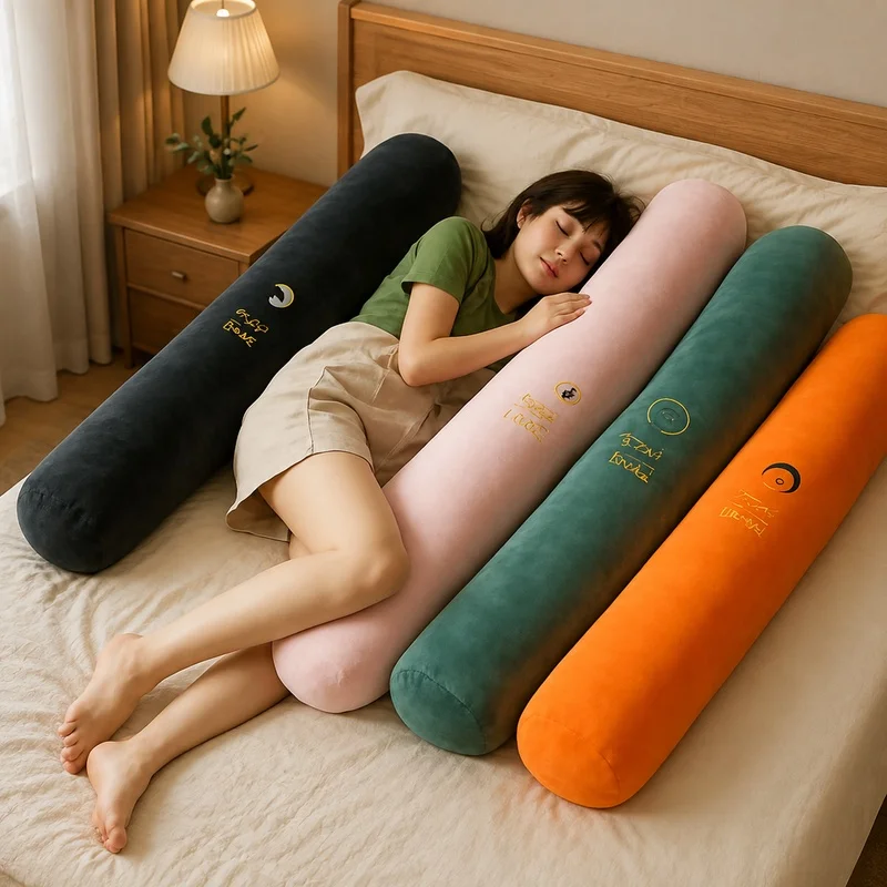 Ergonomic Long Bolster Cushion for Side Sleeping and Bedtime Reading, Pregnancy Support Pillow for Enhanced Comfort