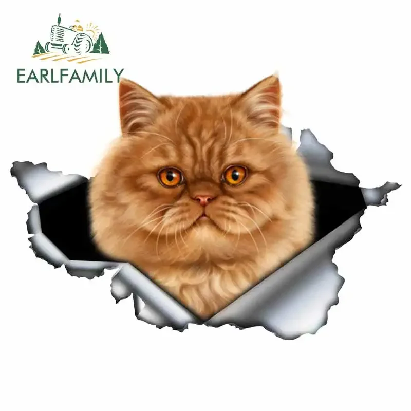 EARLFAMILY 13cm x 9cm For Torn Metal Cat Creative Car Sticker DIY Motorcycle Decal Waterproof 3D Sunscreen Bumper Decoration