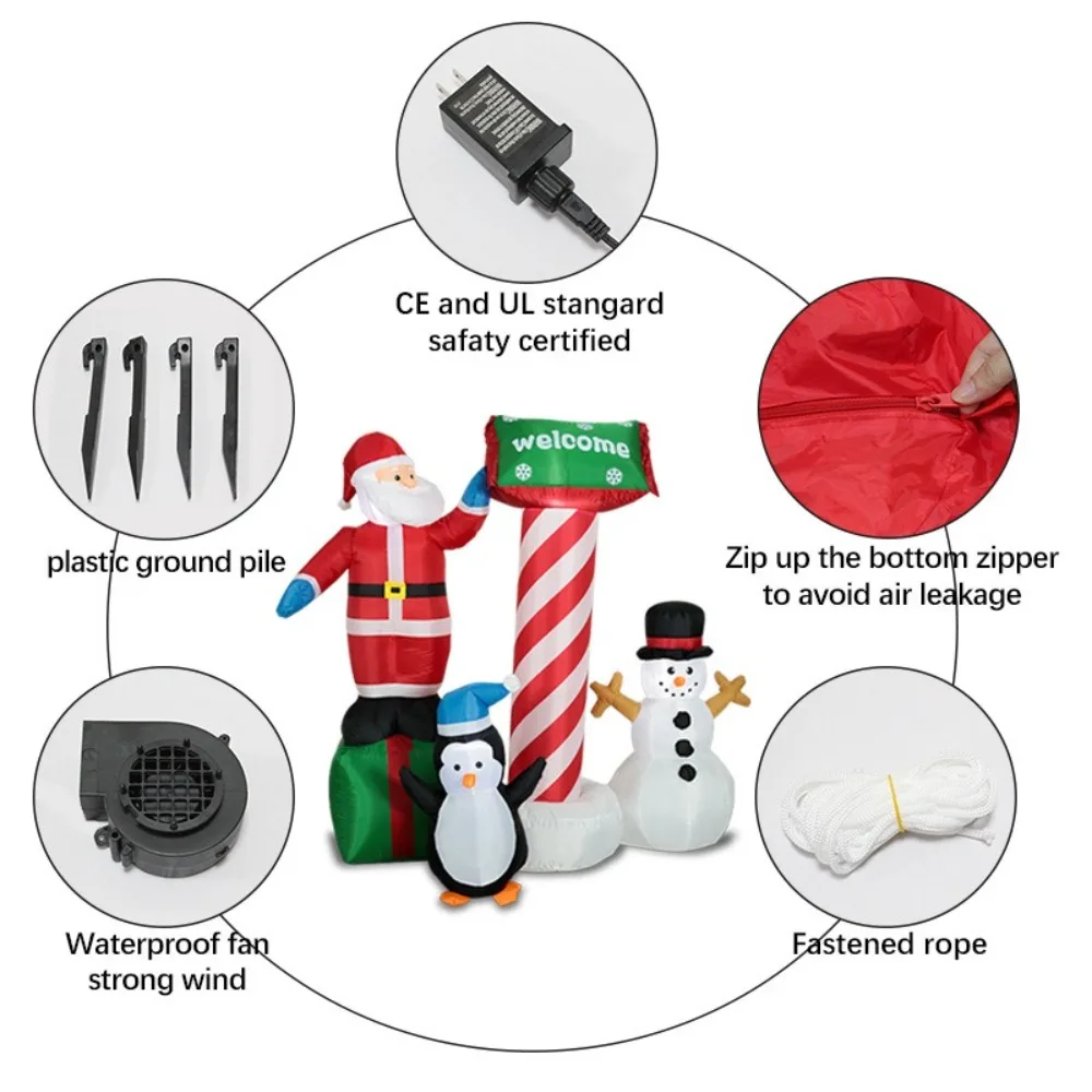 Christmas 5 Feet Santa Claus Inflatable Model Cocktail Party Venue Layout Decoration Family Courtyard Penguin Snowman Ornament
