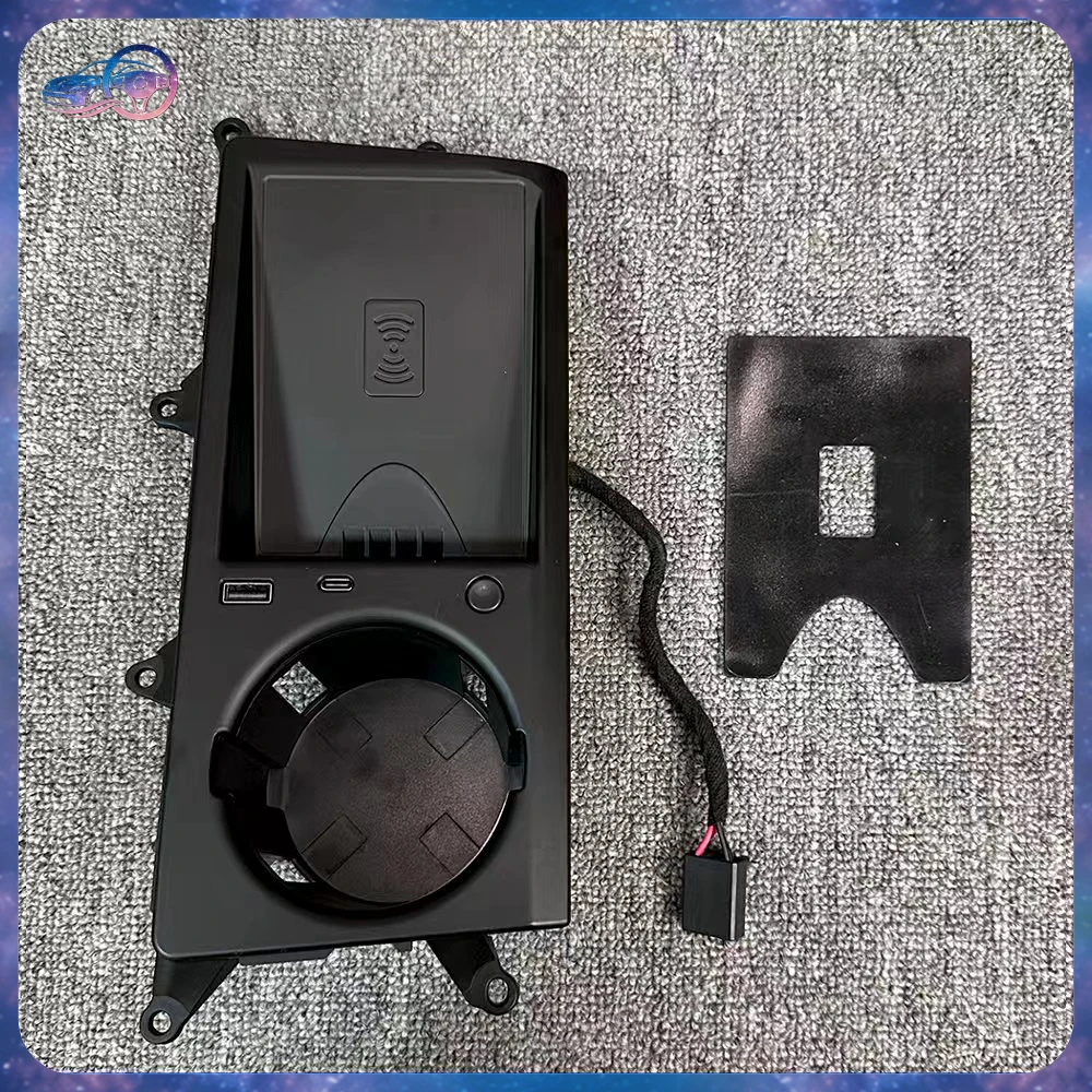Fast Wireless Charger Cup Holder For Audi A6L A7 A7L 2019-2025 20W Qi Charging Pad 48W USB Type-C Port Car Phone Charger