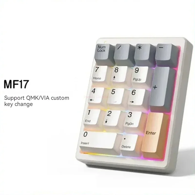 Magic-force MF17 Mechanical Numeric Wired Keypad Type-c RGB QMK/VIA External Notebook Finance Accounting Cashier Keyboard Gift