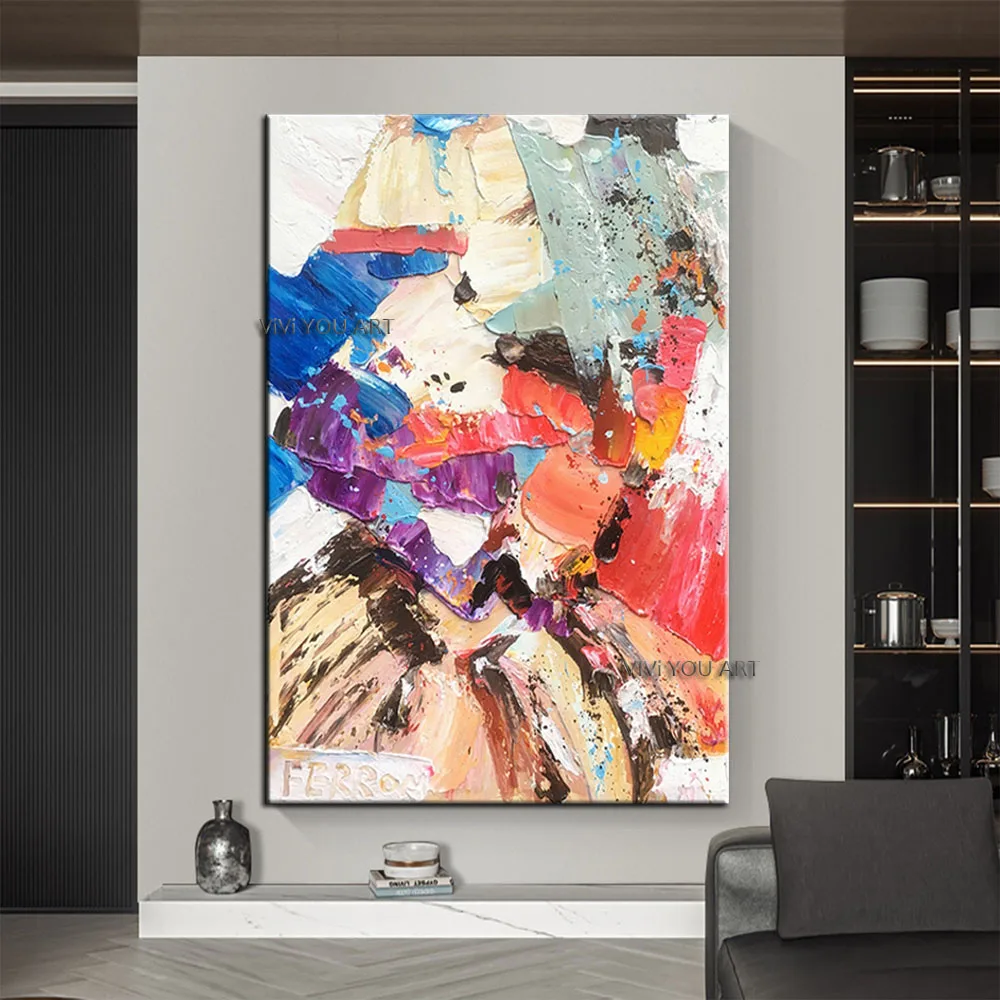 

Hand-painted oil painting modern simplicity light and luxurious texture hanging painting abstract decorative painting