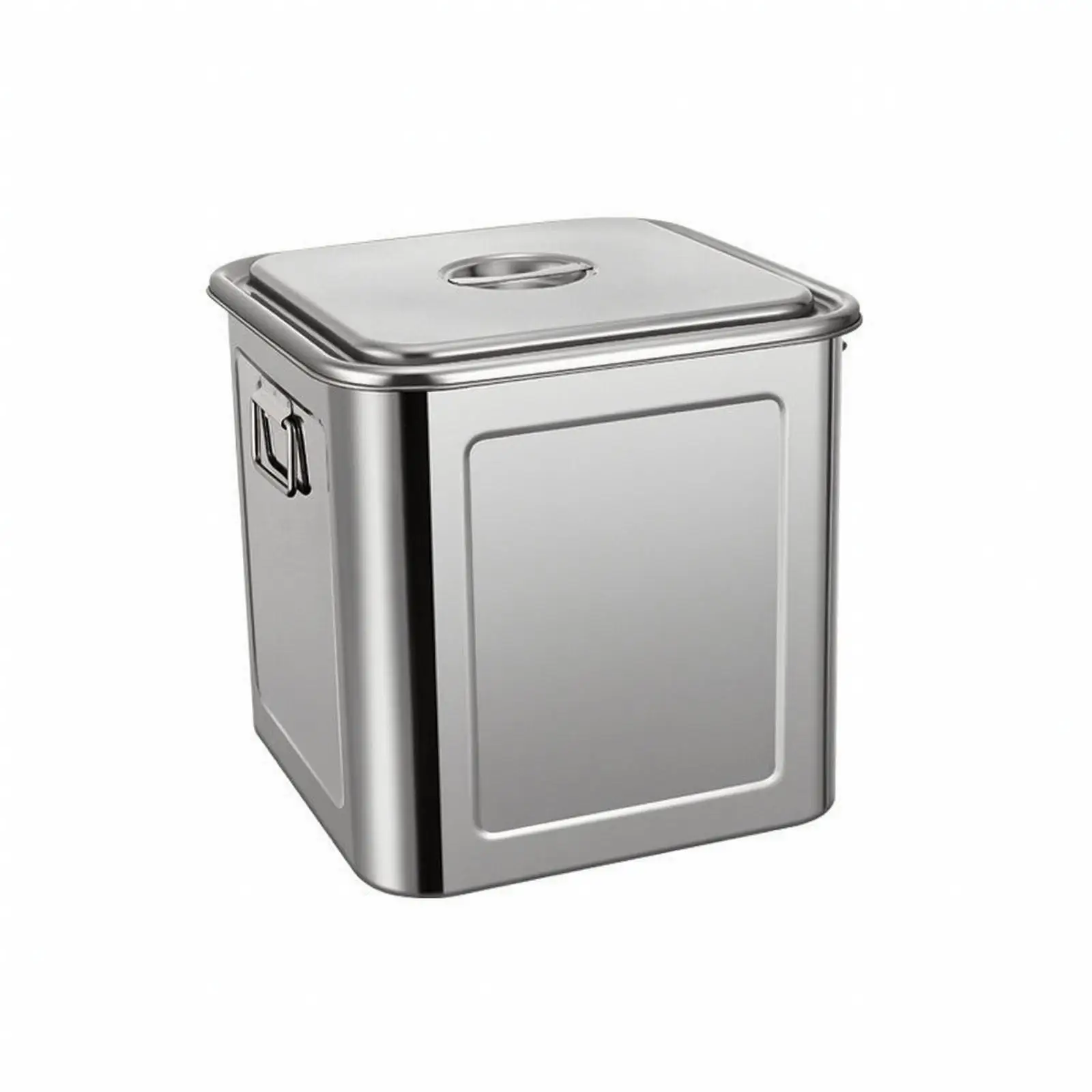 Square Grain Container with Top Handle and Folding Side Grips for Easy Lifting and Dry Food Preservation
